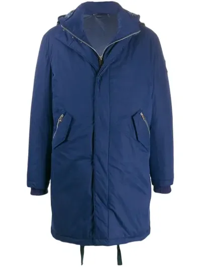 Paul Smith Hooded Padded Coat In Blue