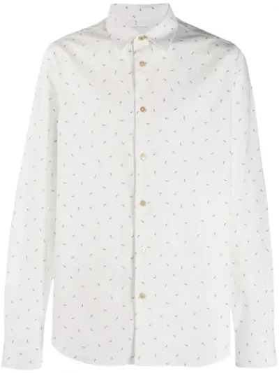 Paul Smith Flip Phone Print Shirt In White