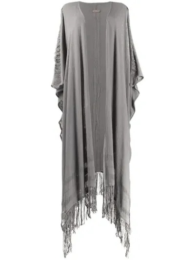 Caravana Drapierter Strickmantel In Grey