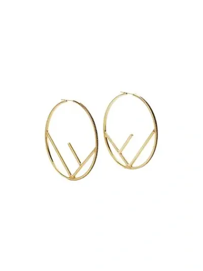 Fendi Gold Tone F Is  Hoop Earrings