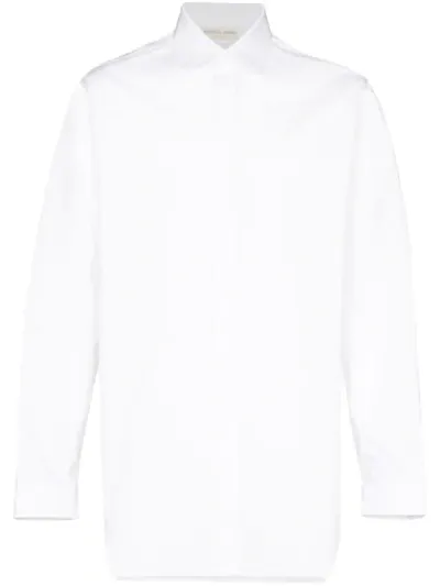 Bottega Veneta Elbow Patch Ribbed Sleeve Shirt In White