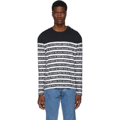 Balmain Logo-printed Striped T-shirt In Black