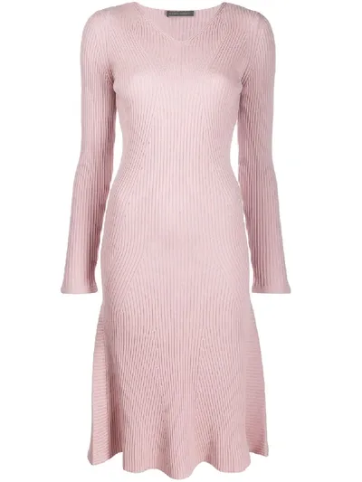 Alberta Ferretti V-neck Sweater Dress In Pink