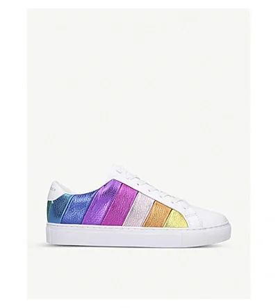 Kurt Geiger Lane Metallic-stripe Leather Trainers In Open Misce