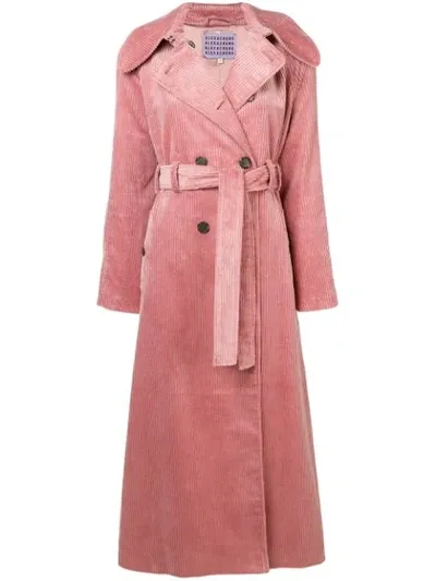 Alexa Chung Double-breasted Cotton-corduroy Trench Coat In Pink