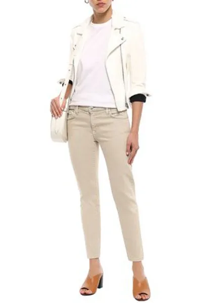 Current Elliott Cropped Mid-rise Slim-leg Jeans In Neutrals