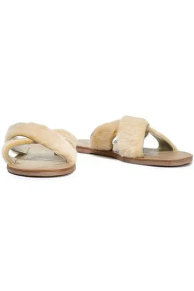 Figue Cupid Shearling Sandals In Beige