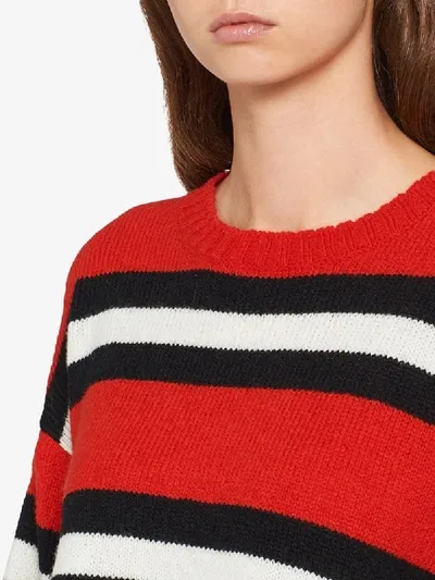 Miu Miu Striped Boxy-fit Jumper In Red