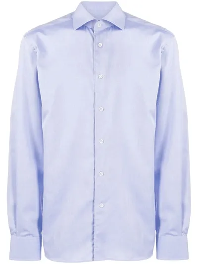 Corneliani Plain Long-sleeved Shirt In Blue