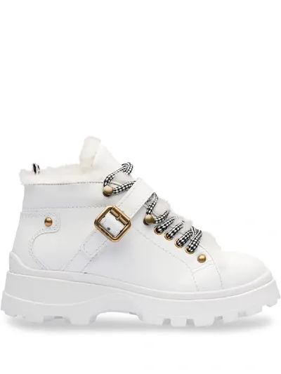 Miu Miu Chunky Lace-up Boots In White