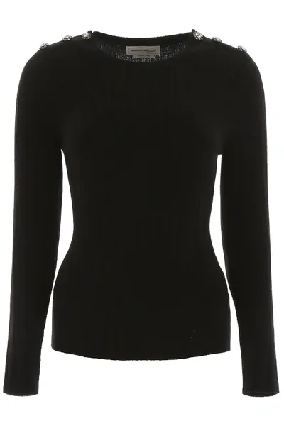 Alexander Mcqueen Bicolor Knit With Decorative Buttons In Black,grey