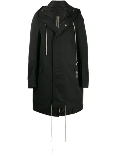 Rick Owens Drkshdw Drawstring Parka Coat In Black