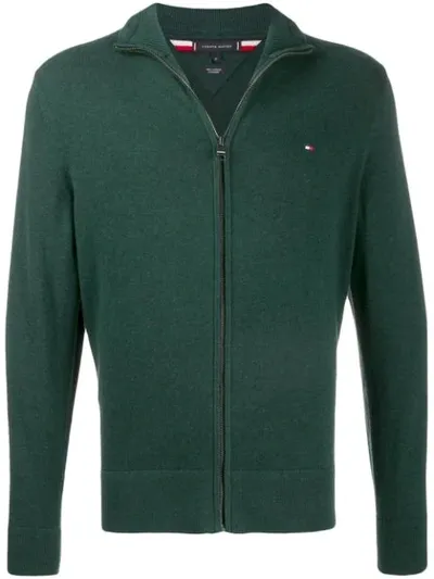 Tommy Hilfiger Logo Embroidered Cardigan In Green