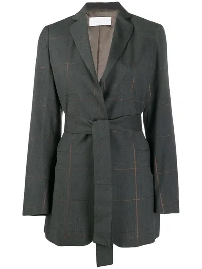 Fabiana Filippi Belted Check Jacket In Grey