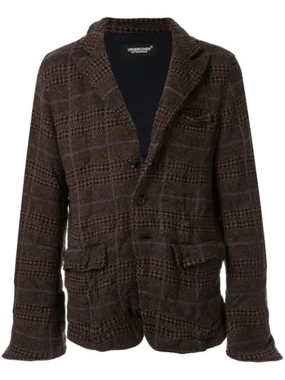 Undercover Glen Check Print Blazer In Brown