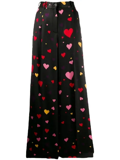 Racil Heart-print Wide-leg Trousers In Black