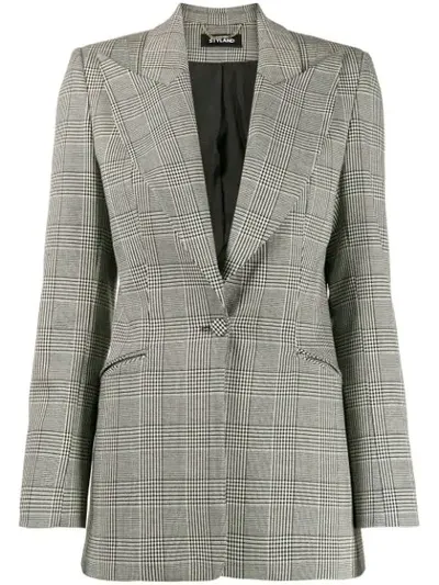 Styland Herringbone Peaked Lapel Blazer In Black