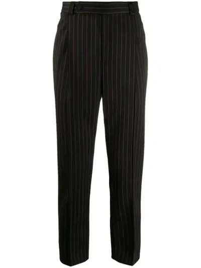 Styland Striped Cropped Trousers In Black