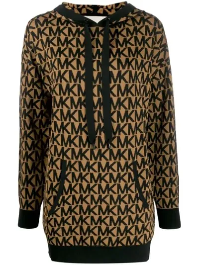 Michael Michael Kors Logo Print Hoodie In Brown