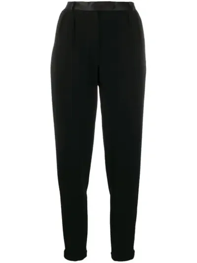 Styland High Waisted Tapered Trousers In Black