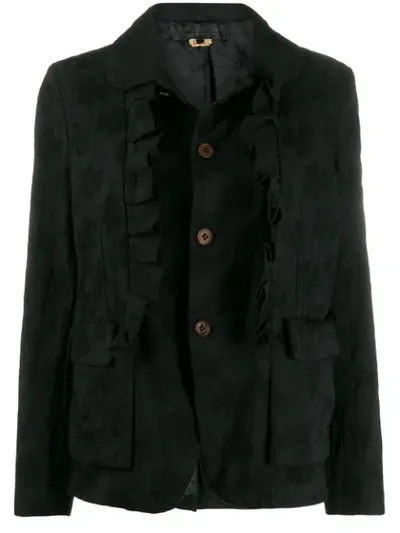 Comme Des Garçons Comme Des Garçons Ruffled Trim Jacket In Black