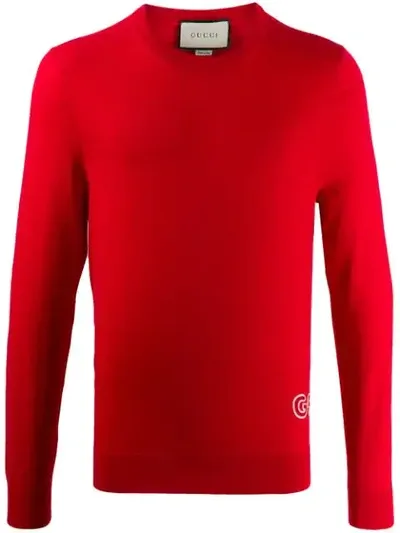 Gucci Gg Patch Jumper In Red