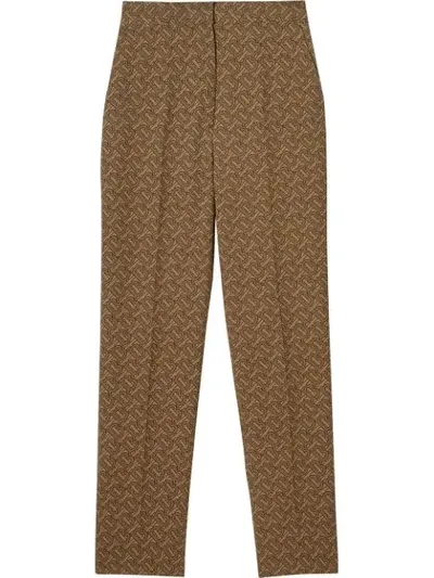 Burberry Monogram Print Tailored Trousers In Brown