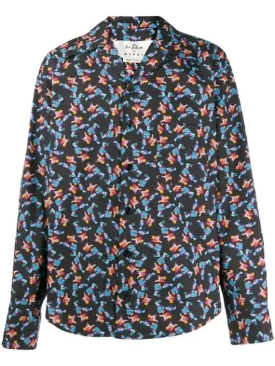 Marni Bruno Bozzetto Print Shirt In Black