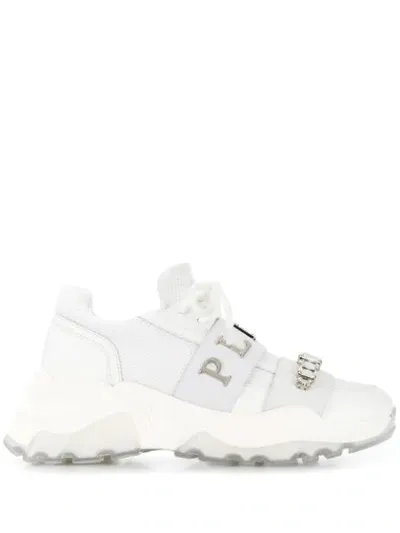 Philipp Plein Crystal Running Sneakers In White