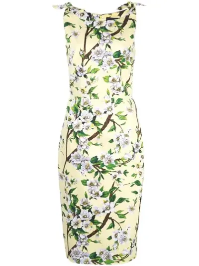 Samantha Sung Monroe Floral Print Dress In Yellow