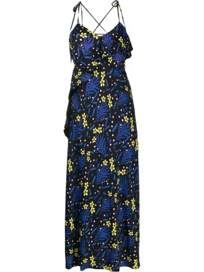 Self-portrait Floral Print Maxi Dress In Black