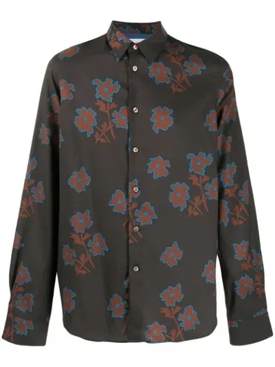 Ps By Paul Smith Floral Print Shirt In Black