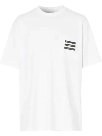 Burberry Tape Print Cotton T-shirt In White