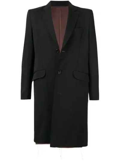 Sulvam Distressed Single-breasted Coat In Black