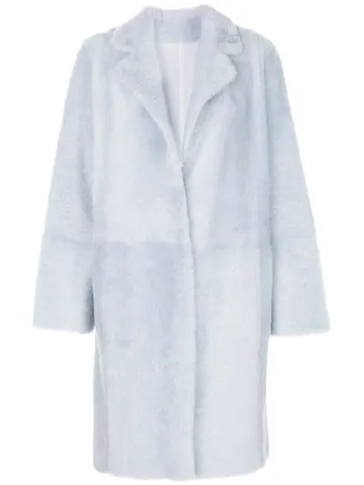 Yves Salomon Bathrobe-style Shearling Coat In Blue