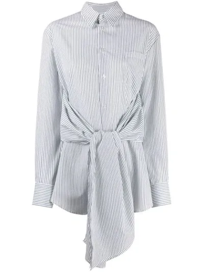 Mm6 Maison Margiela Tied Waist Striped Shirt In White