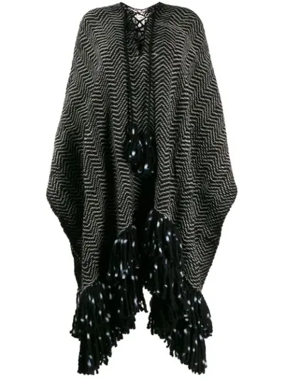 Ulla Johnson Mona Fringed Wool Poncho In Black