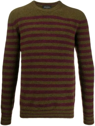 Roberto Collina Striped Crew Neck Jumper In Grey