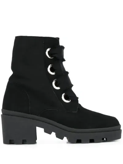 Red Valentino Rev(v) Chunky Lace-up Boots In Black