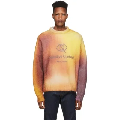 Palm Angels Tie Dye Mohair & Wool Crewneck Sweater In Multicolor