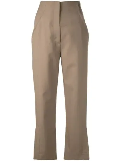 Proenza Schouler High-waisted Split Cropped Trousers In Neutrals