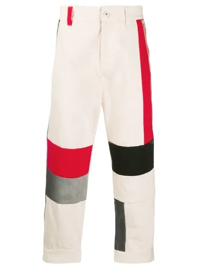 Diesel Red Tag Colourblock Straight-leg Trousers In Neutrals