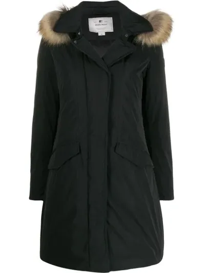 Woolrich Padded Parka Coat In Black