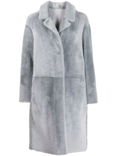 Drome Panelled Longline Coat In Grey