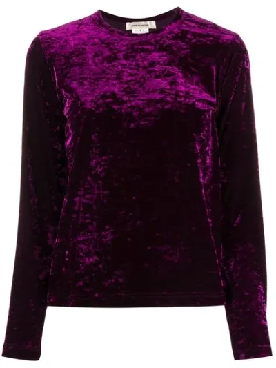 Comme Des Garçons Longsleeved Velvet Jumper In Purple