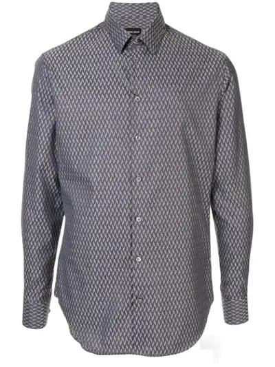 Giorgio Armani Chevron Print Shirt In Grey