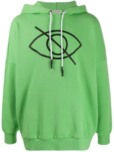 Palm Angels Sensitive Content Logo Oversized Hoodie In Green