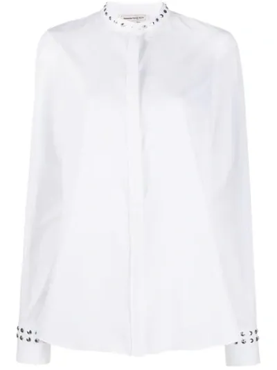 Alexander Mcqueen Stud Detail Collarless Shirt In White