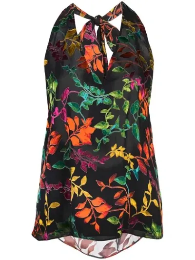 Alice And Olivia Women's Maris Leaf Print Halter Top