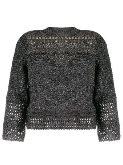 Alberta Ferretti Cropped Sleeve Sweater In Silver